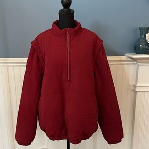 BP Nordstroms Convertible Quilted Half Zip Jacket ~ Brick Red ~ Large ~ NEW